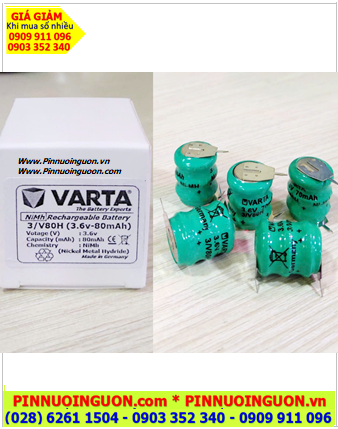 Pin Varta 3/V80H; Pin sạc nuôi nguồn PLC NIMH Varta 3/V80H (NiMh 3.6v-80mAh) chính hãng